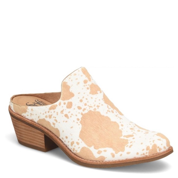 Sofft Ameera Mules in Caramel Ivory - Cow Print - Picture 2 of 8